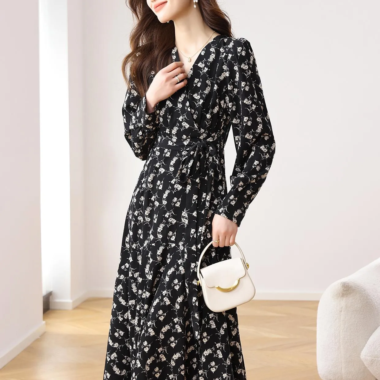 Long Sleeve A-Line Dress for a Comfortable Fit