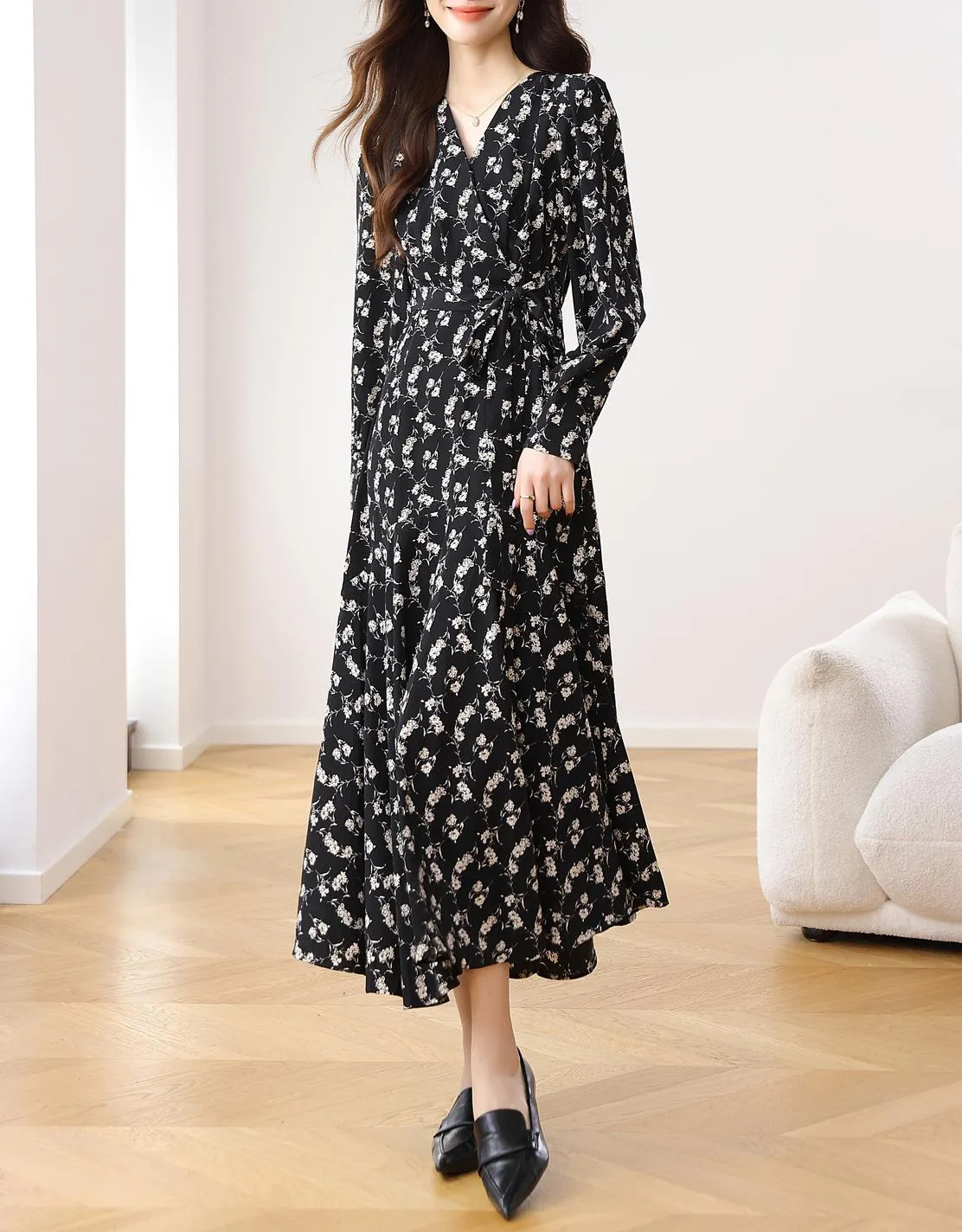 Long Sleeve A-Line Dress for a Comfortable Fit