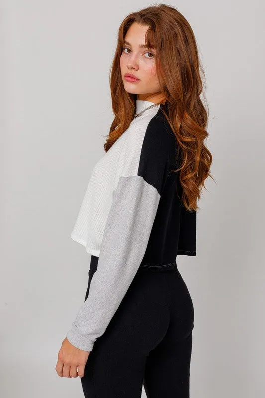 LONG SLEEVE CONTRAST TOP, Le Lis