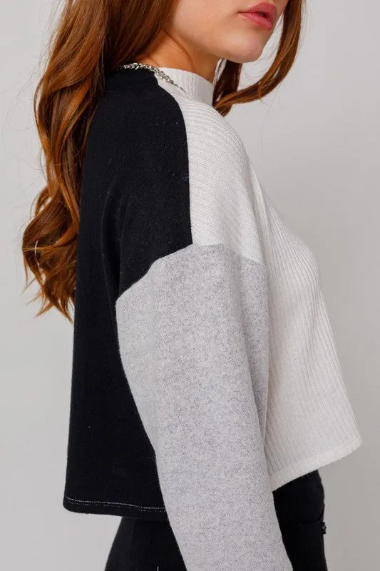 LONG SLEEVE CONTRAST TOP, Le Lis