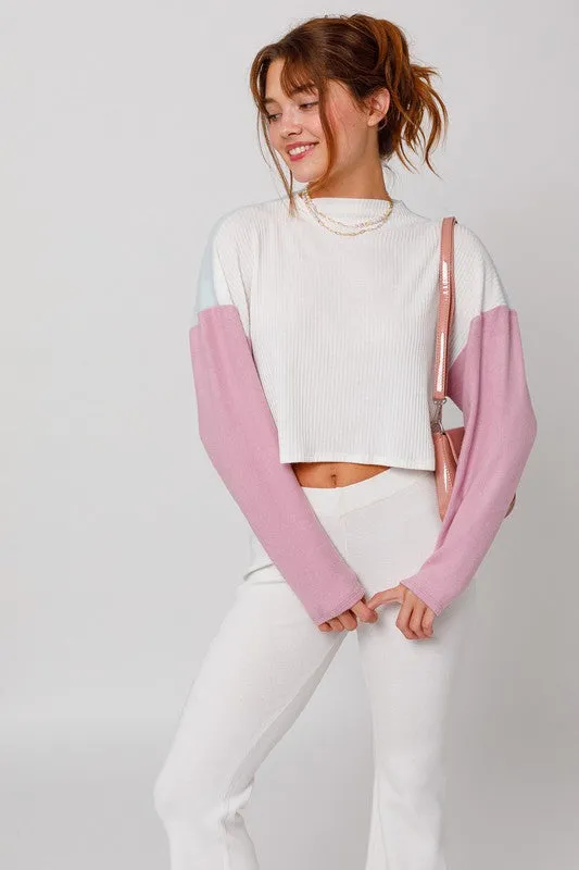 LONG SLEEVE CONTRAST TOP, Le Lis