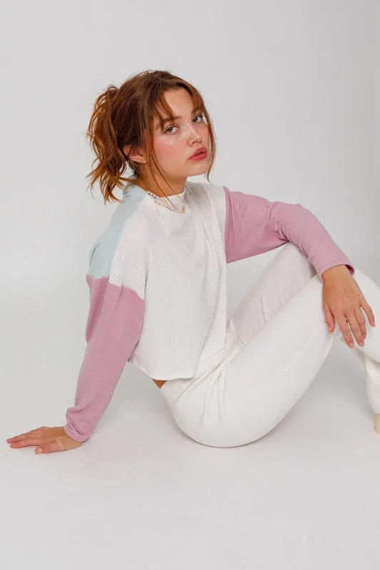 LONG SLEEVE CONTRAST TOP, Le Lis