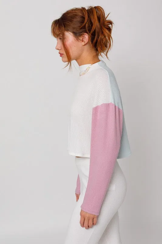 LONG SLEEVE CONTRAST TOP, Le Lis