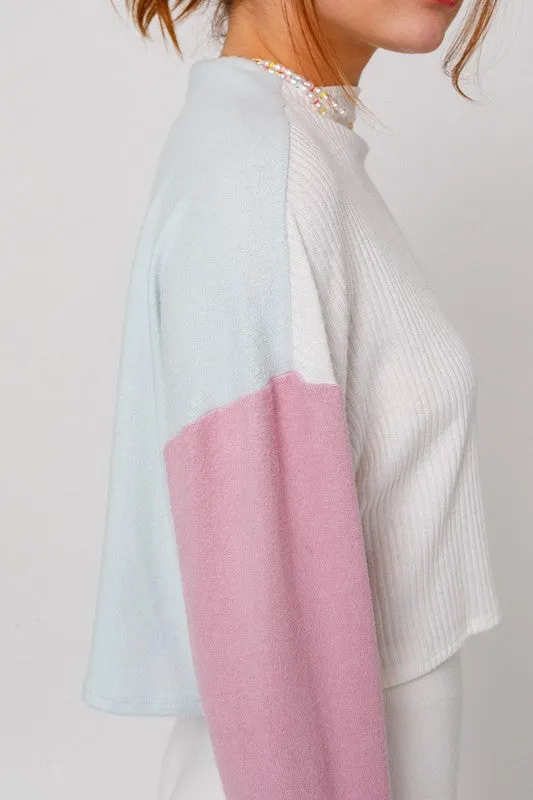 LONG SLEEVE CONTRAST TOP, Le Lis