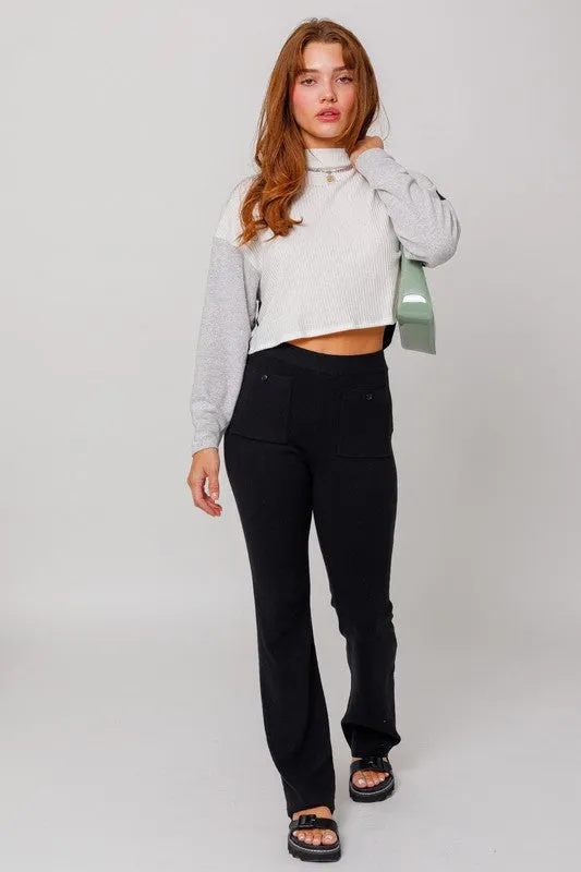 LONG SLEEVE CONTRAST TOP, Le Lis