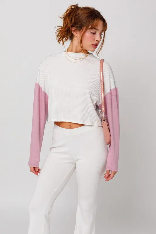 LONG SLEEVE CONTRAST TOP, Le Lis