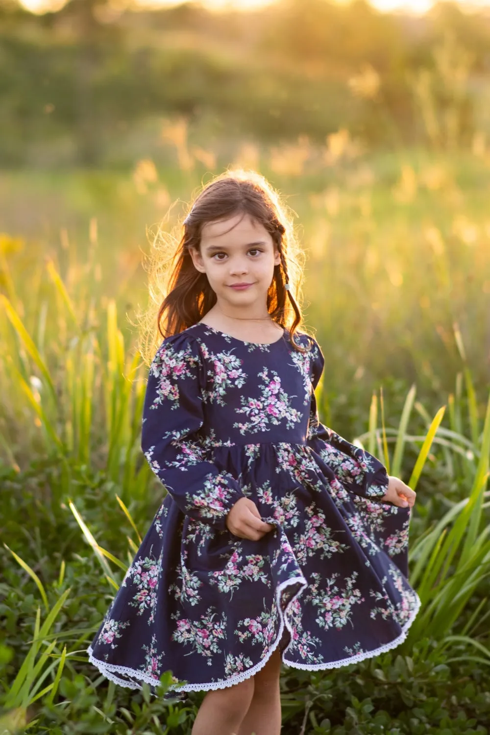 Long Sleeve Twirling Tea Party Dress - Blossom Lane