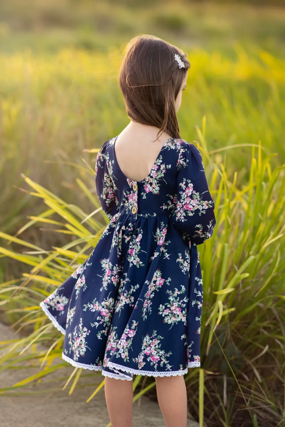 Long Sleeve Twirling Tea Party Dress - Blossom Lane