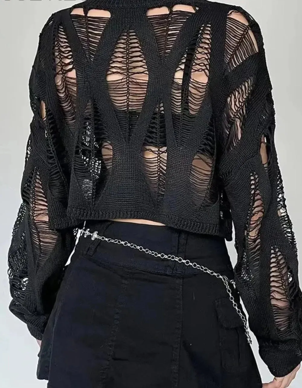 Long Sleeved Ripped Gothic Top