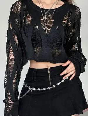 Long Sleeved Ripped Gothic Top