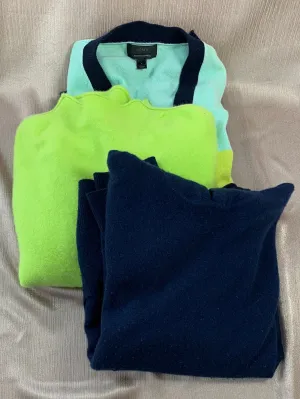 LOT OF 3 CASHMERE Sweaters Upcycle Felt Craft Cutters Fabric navy green