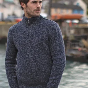 Men's 1/4 Zip Jumper - Navy/Grey