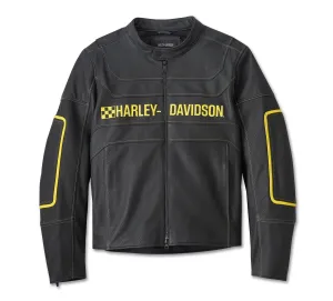 Men's Endonia Leather Jacket - Harley Black & Dandelion