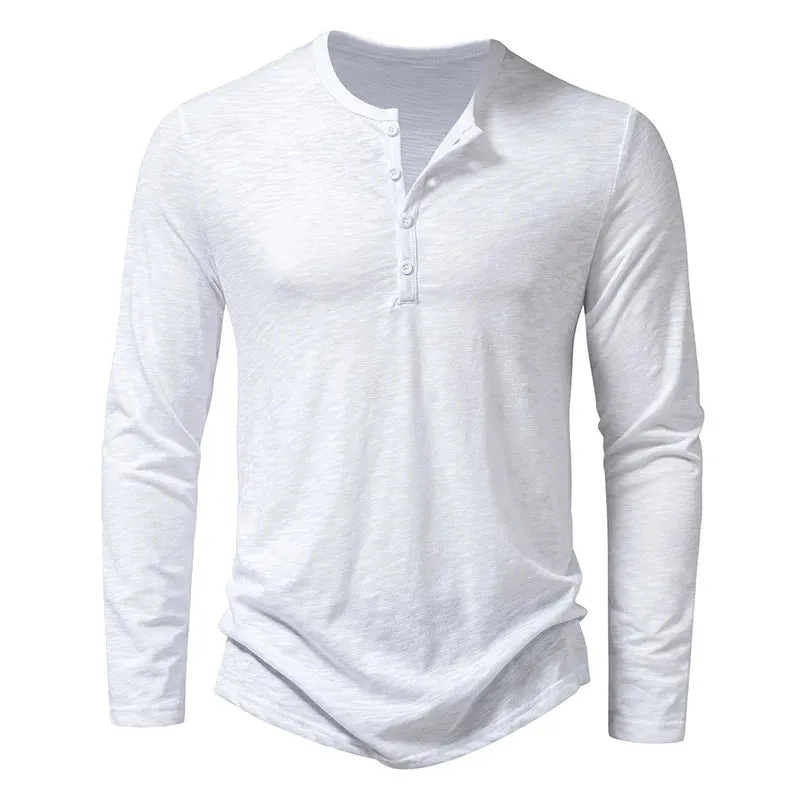 Men’s Henley Shirt – Long Sleeve – Textured Knit – Casual Fit – Everyday Essential