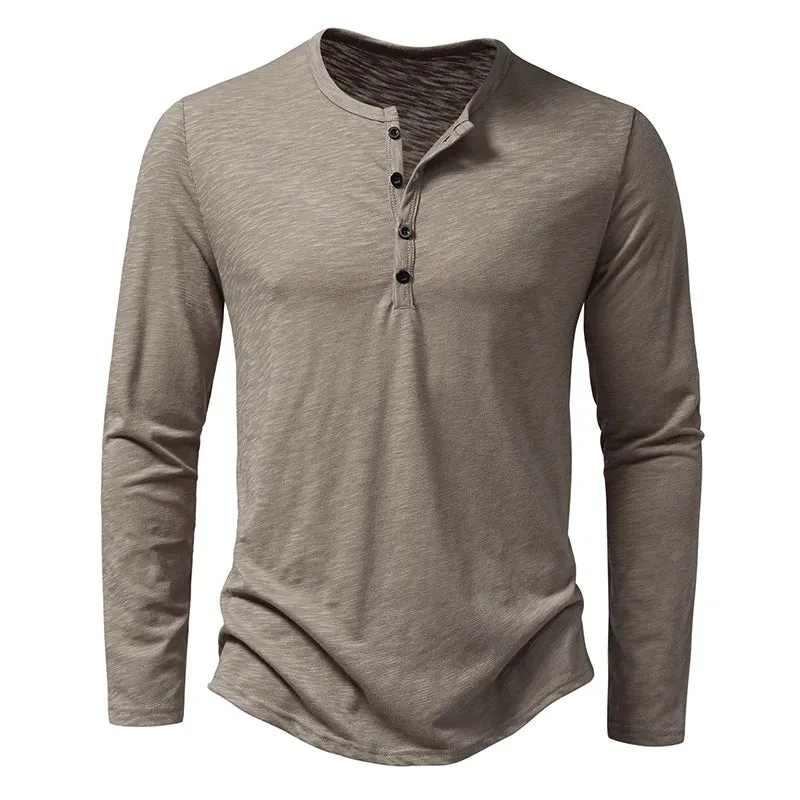Men’s Henley Shirt – Long Sleeve – Textured Knit – Casual Fit – Everyday Essential