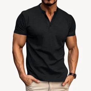 Men’s Henley Shirt – Short Sleeve – Slim Fit – Soft Stretch – Casual Essential