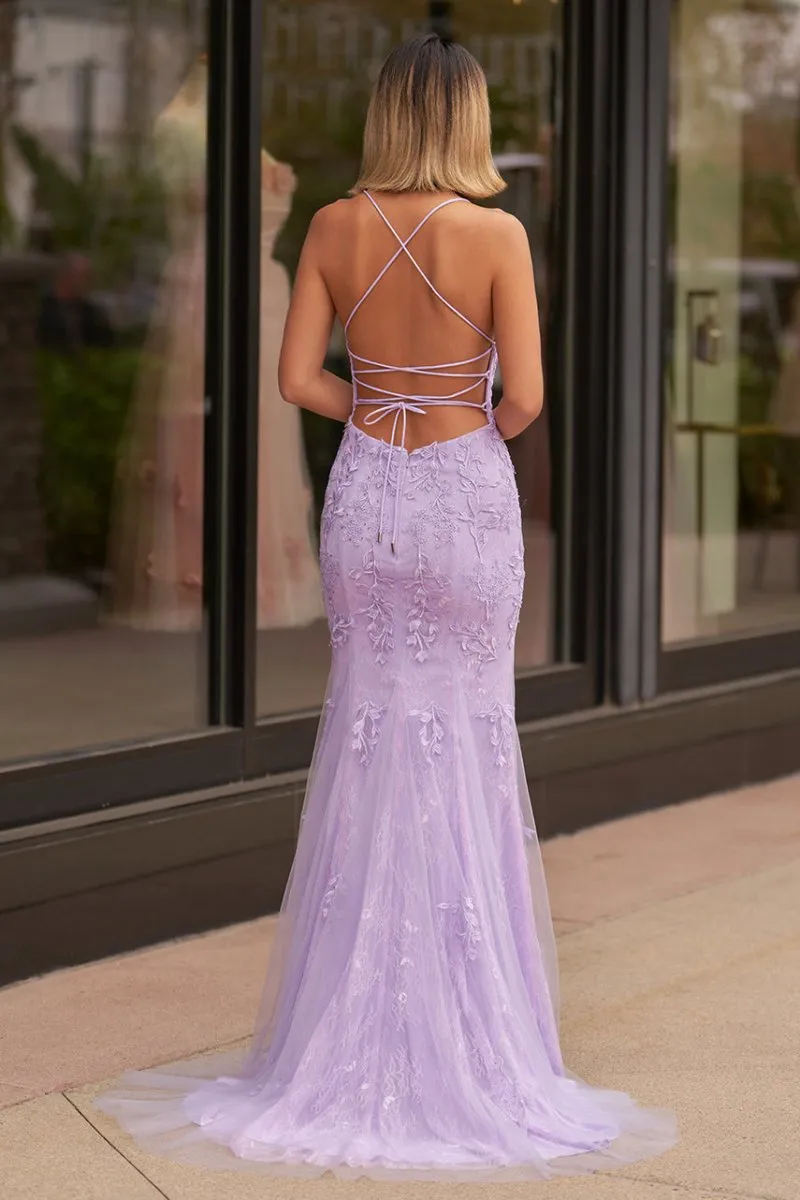 Mermaid Spaghetti Straps Lace Prom Dresses
