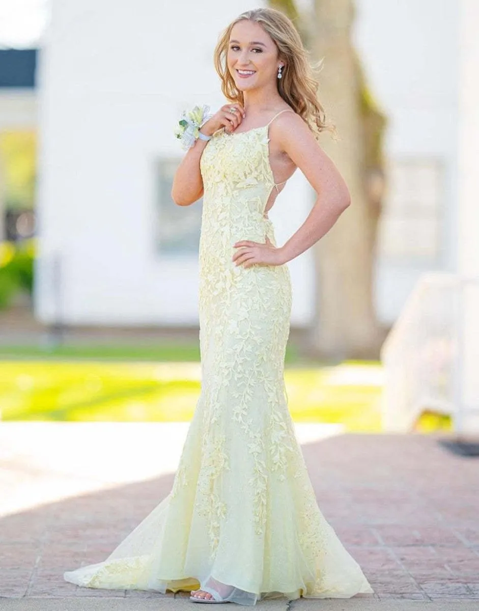 Mermaid Spaghetti Straps Lace Prom Dresses