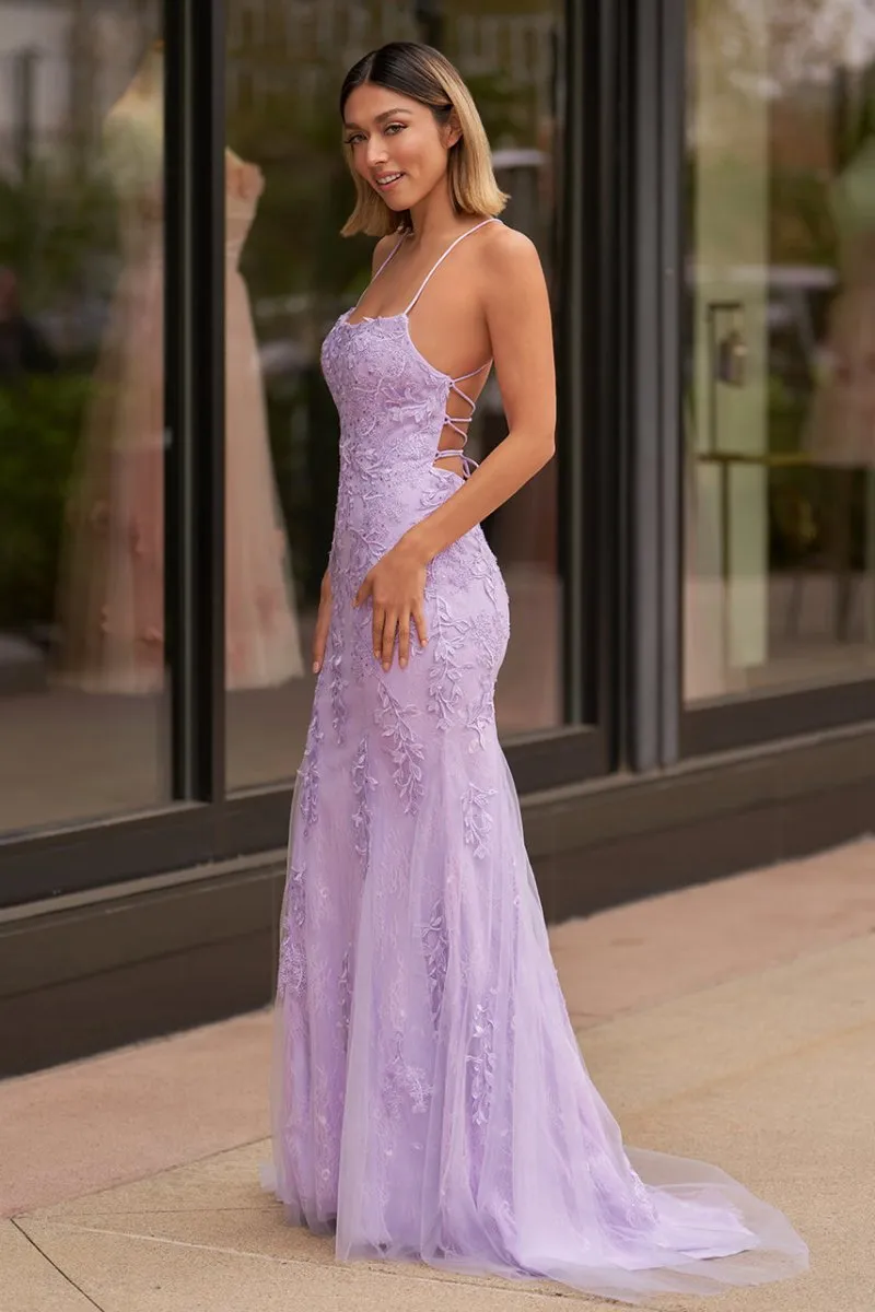 Mermaid Spaghetti Straps Lace Prom Dresses