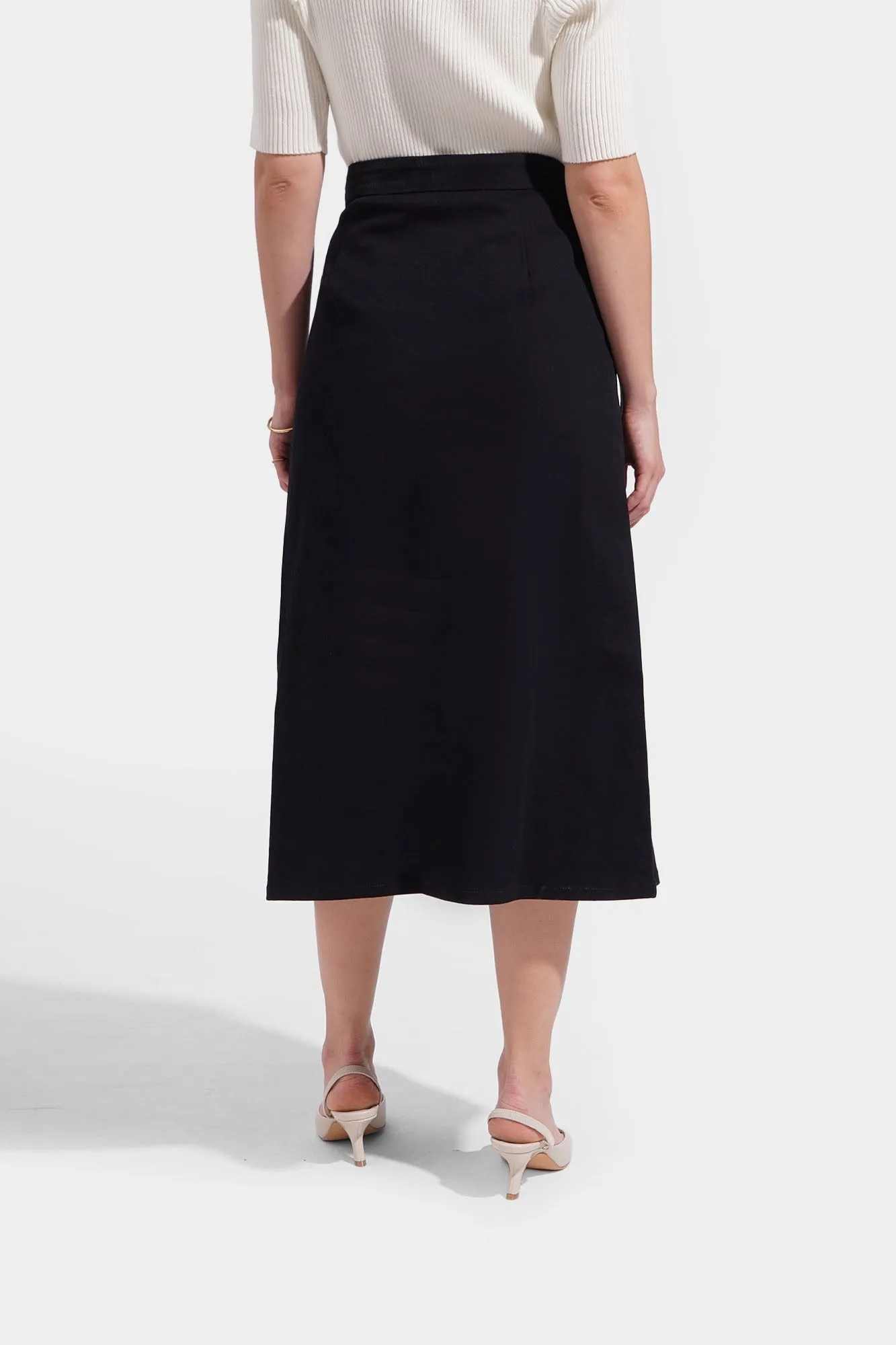 Midi Skirt with Side Pleat Detail