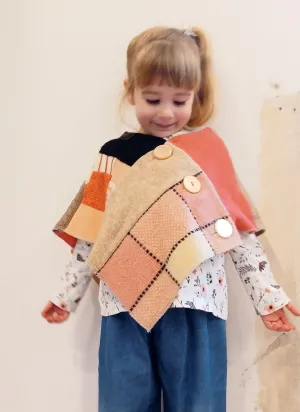 Mini Pink Tartan Upcycled Patchwork Poncho