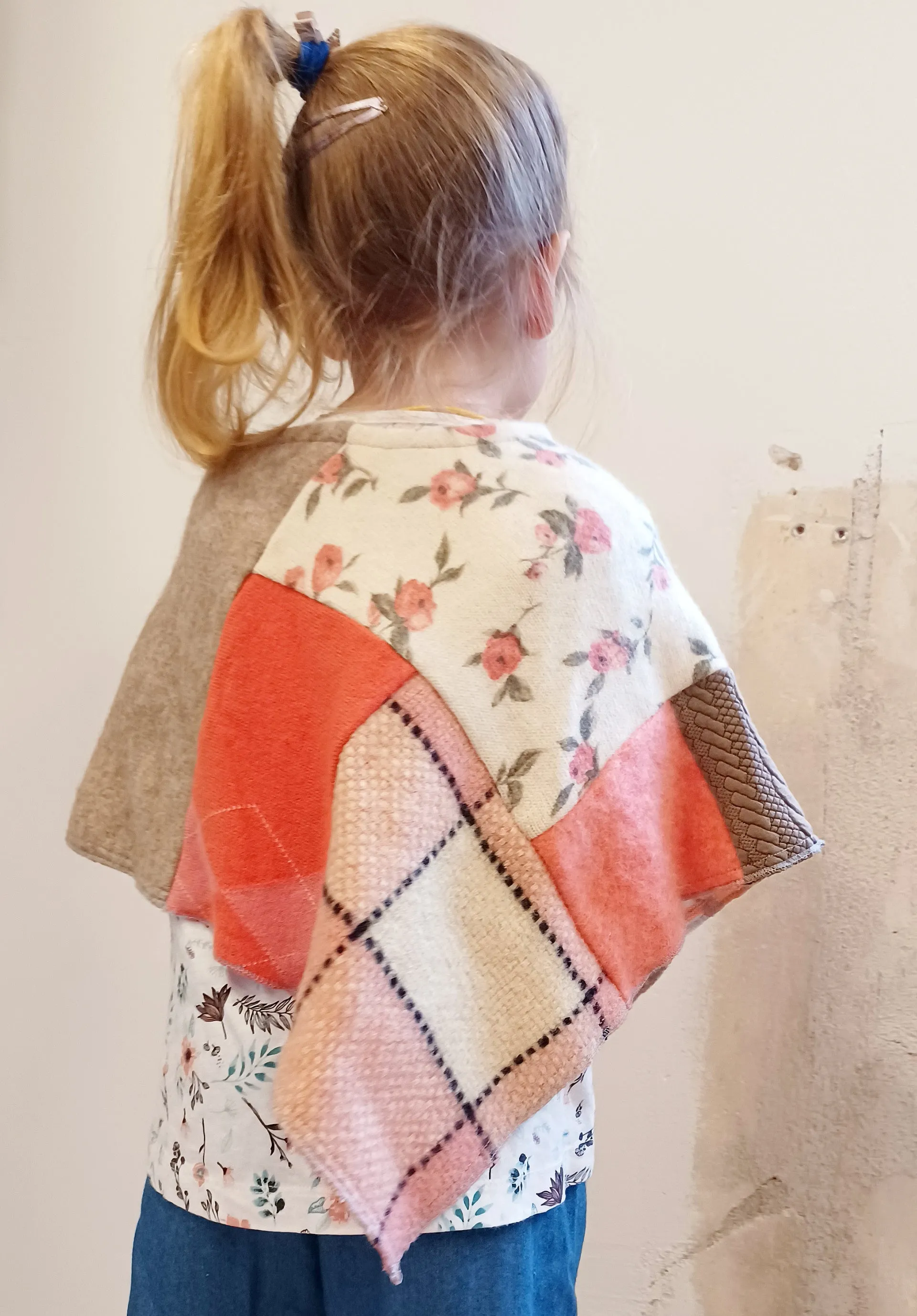 Mini Pink Tartan Upcycled Patchwork Poncho