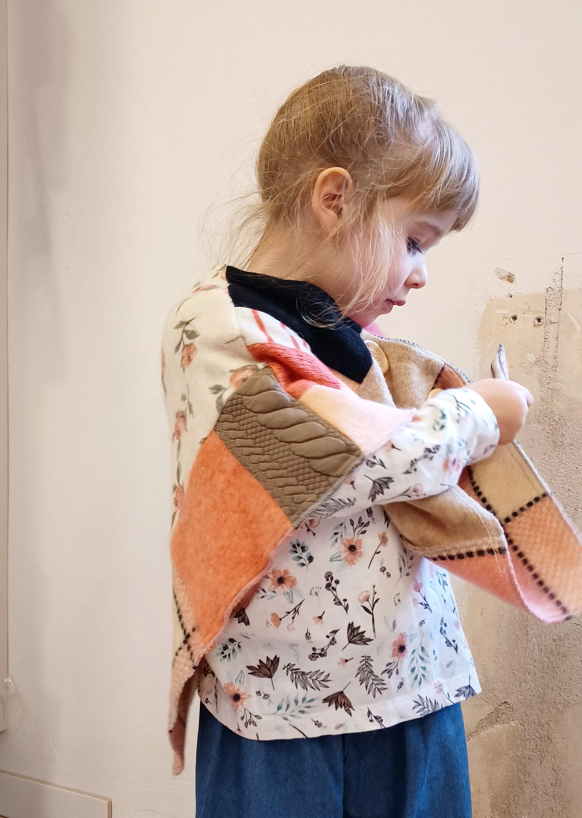 Mini Pink Tartan Upcycled Patchwork Poncho