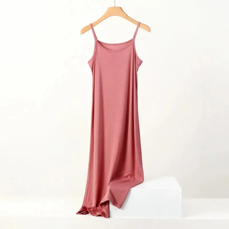 Modal Dress Spaghetti strap bottoming dresses Halter sundress Camisoles slips Inner Petticoat