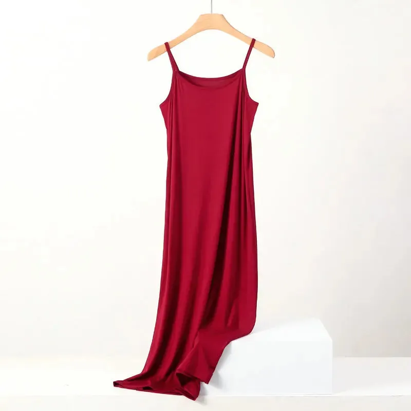 Modal Dress Spaghetti strap bottoming dresses Halter sundress Camisoles slips Inner Petticoat