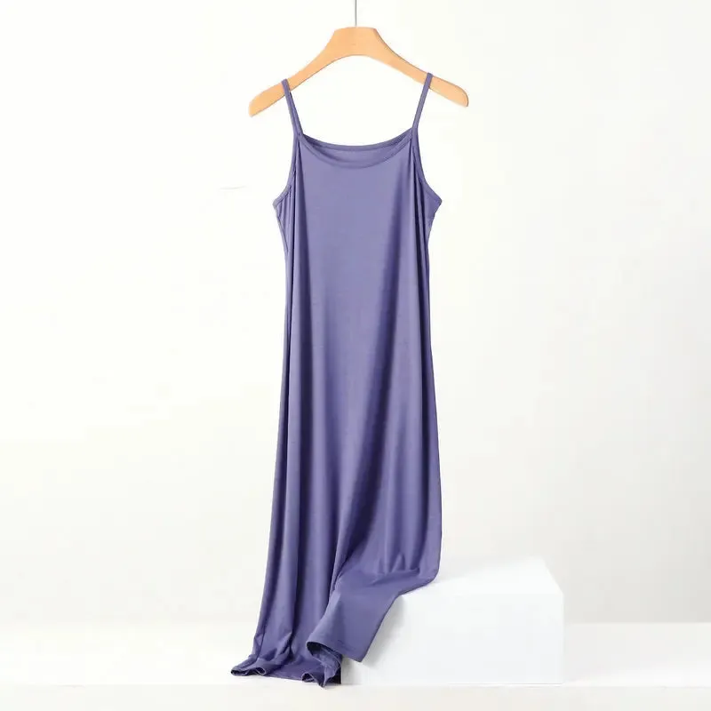 Modal Dress Spaghetti strap bottoming dresses Halter sundress Camisoles slips Inner Petticoat