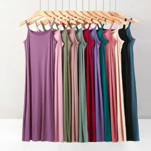 Modal Dress Spaghetti strap bottoming dresses Halter sundress Camisoles slips Inner Petticoat