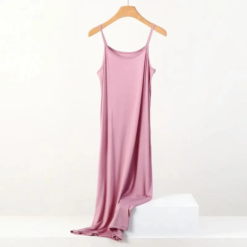 Modal Dress Spaghetti strap bottoming dresses Halter sundress Camisoles slips Inner Petticoat