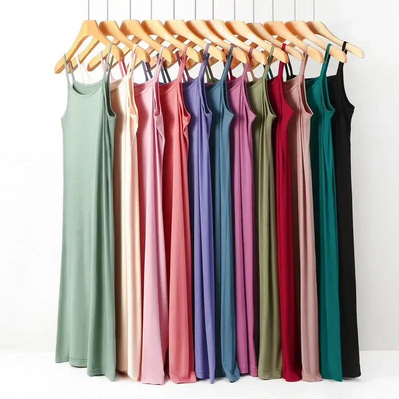 Modal Dress Spaghetti strap bottoming dresses Halter sundress Camisoles slips Inner Petticoat