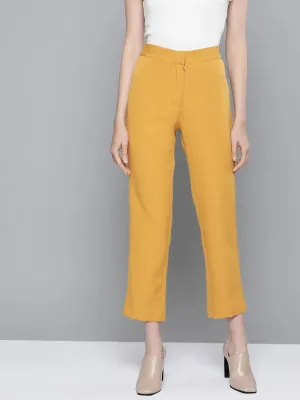 Mustard Front Pleat Tapered Pants