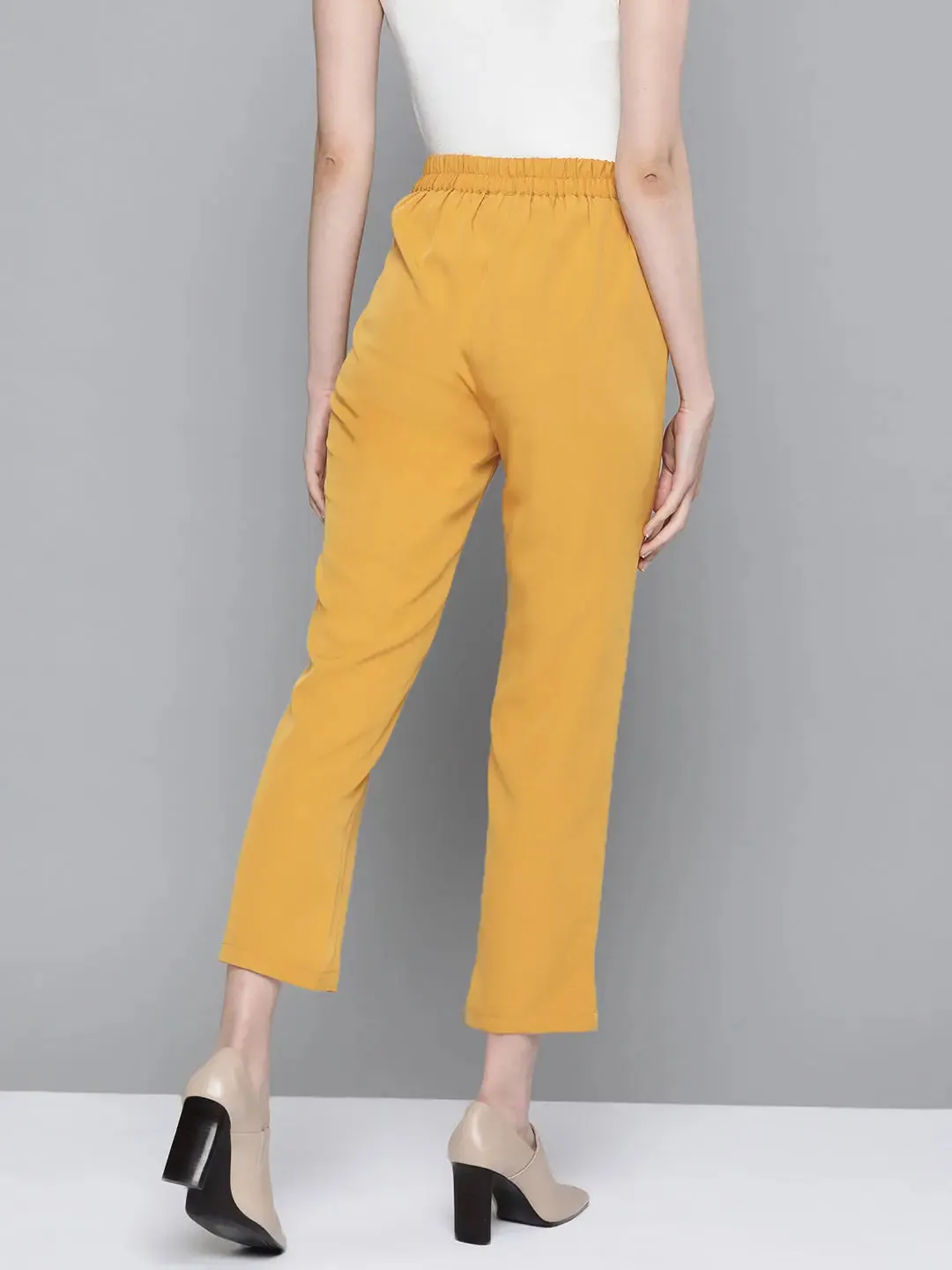 Mustard Front Pleat Tapered Pants
