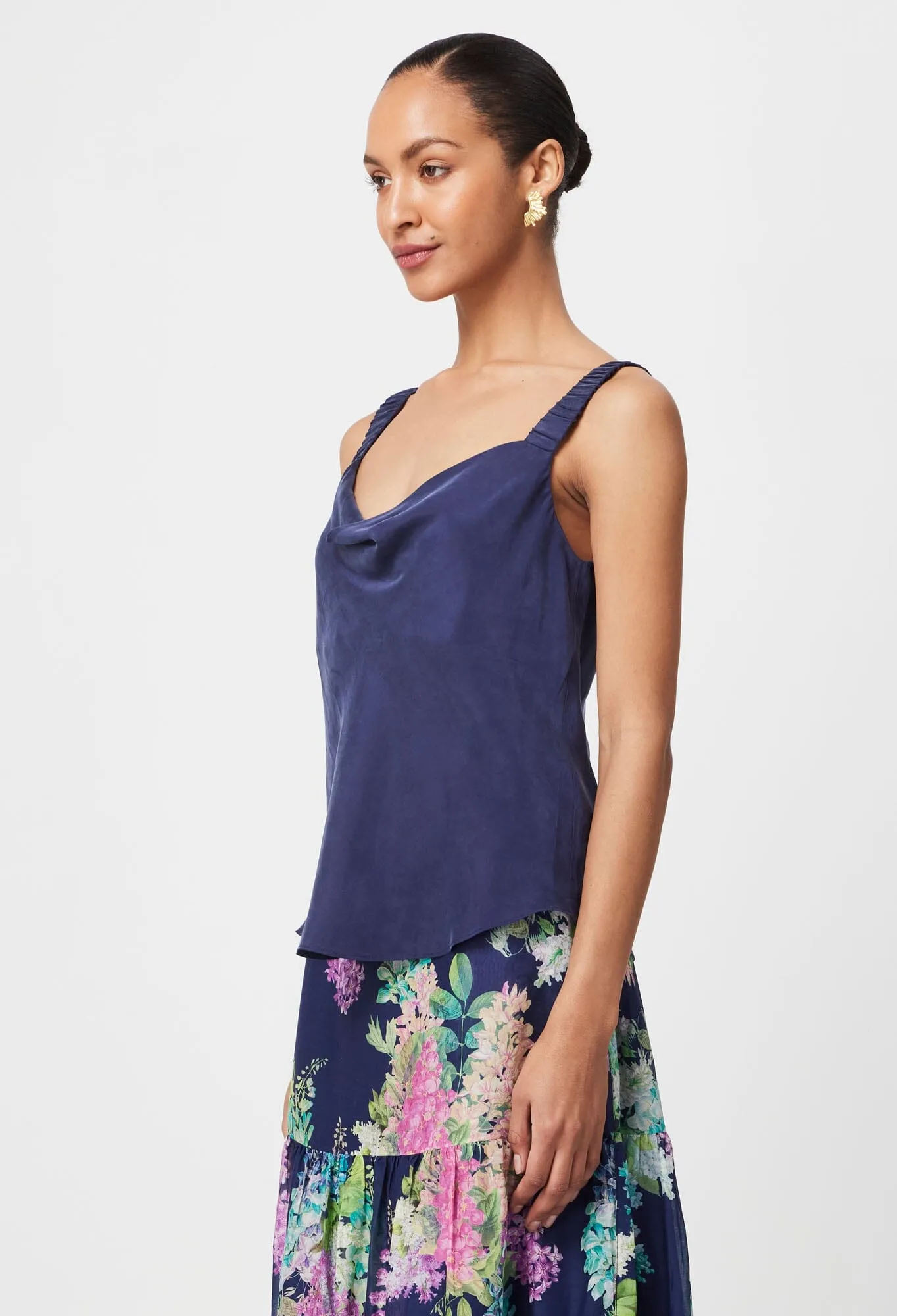 ONCE WAS Delray Reversible Cupro Cami - Lapis