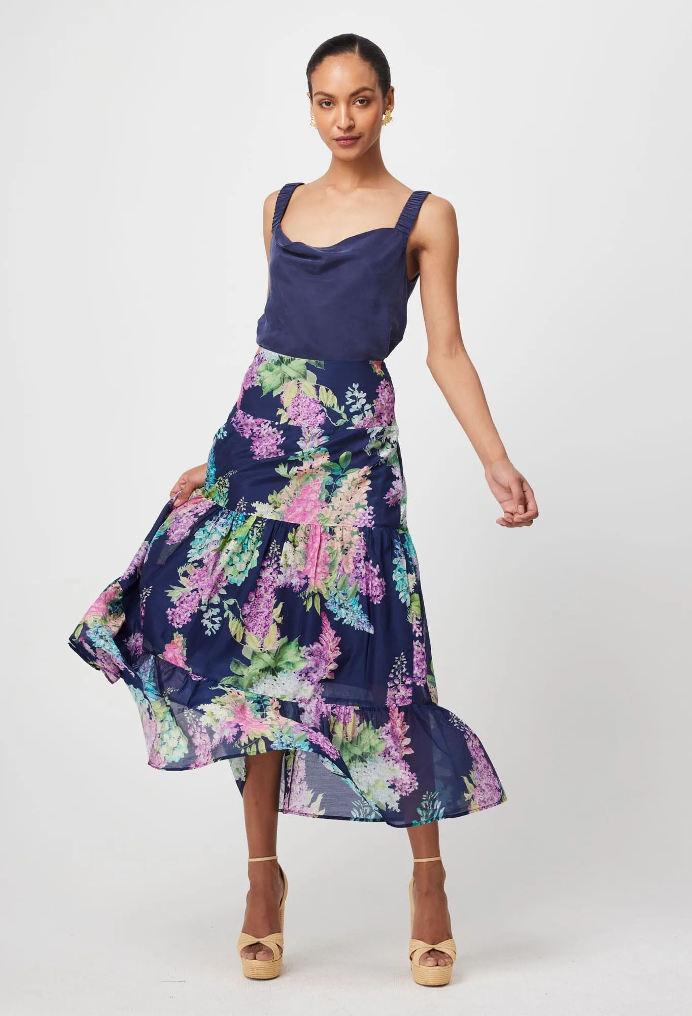 ONCE WAS Delray Reversible Cupro Cami - Lapis