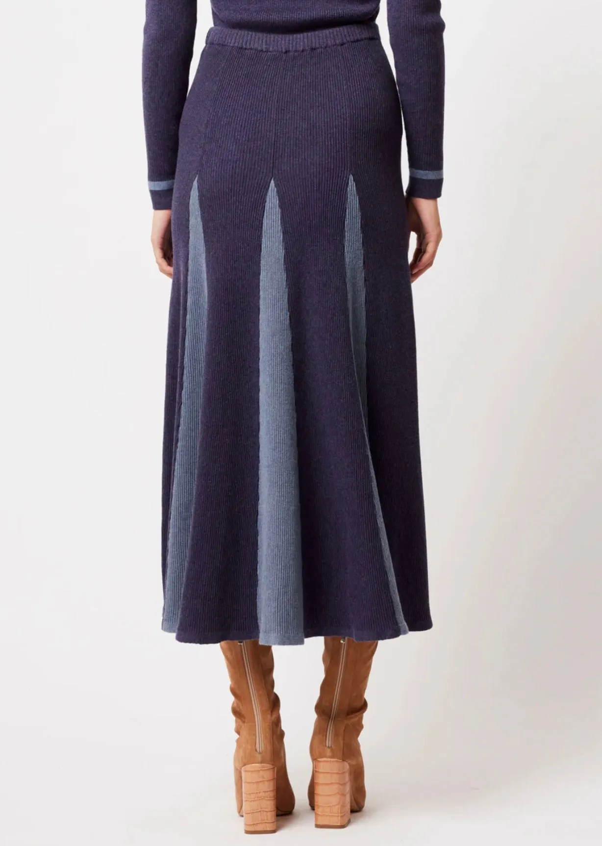 OnceWas II NOVA MERINO WOOL KNIT SKIRT - INK/STORM