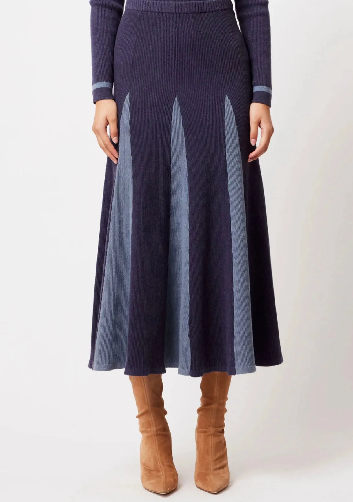 OnceWas II NOVA MERINO WOOL KNIT SKIRT - INK/STORM