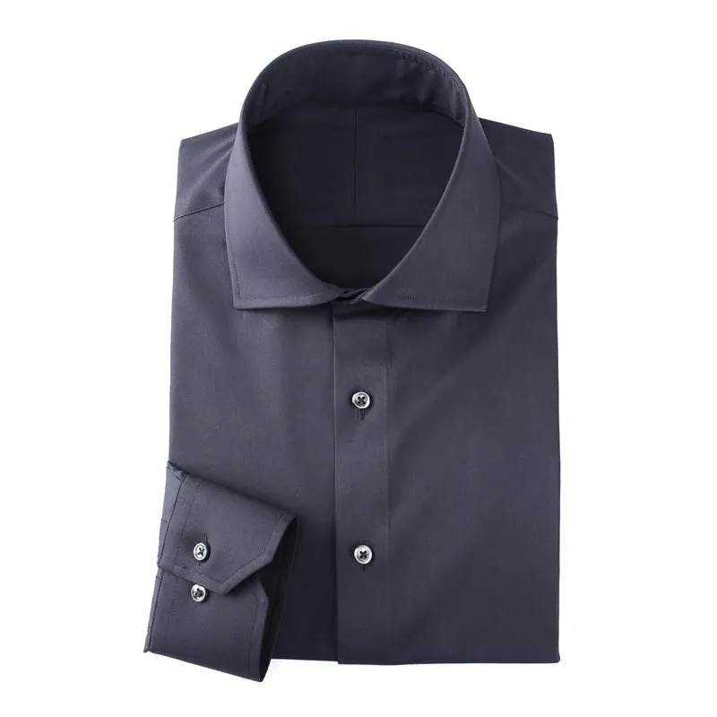 One line collar French cuffs men's long sleeved shirt British business slim fit 100% cotton multi color easy to care shirt men's