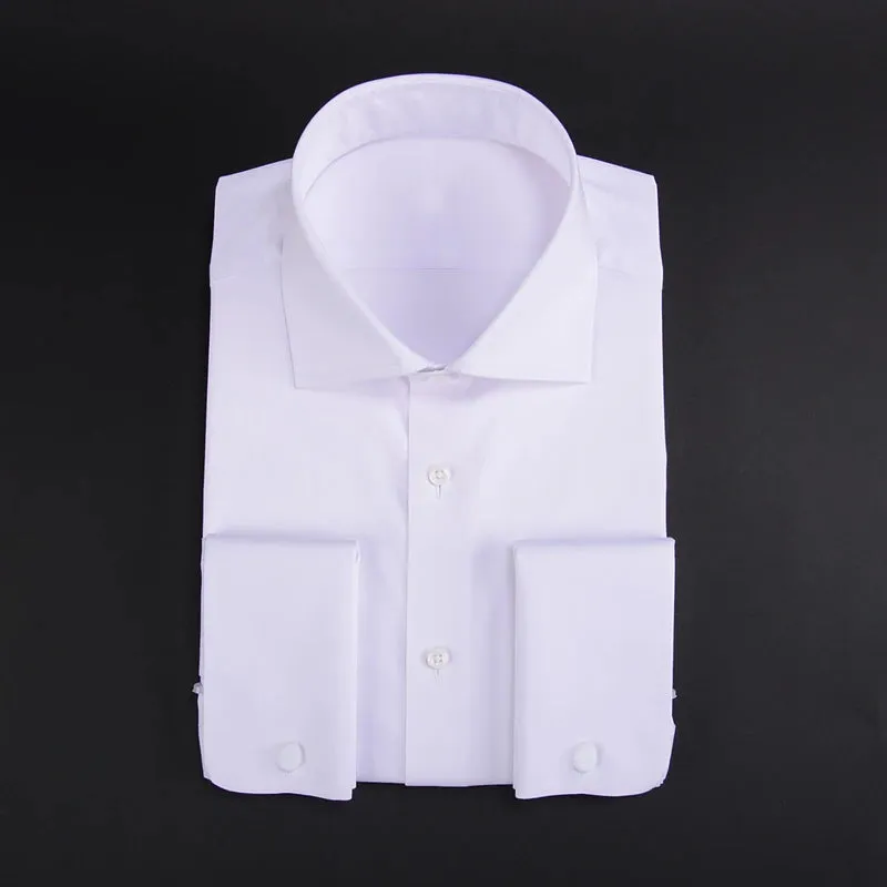 One line collar French cuffs men's long sleeved shirt British business slim fit 100% cotton multi color easy to care shirt men's