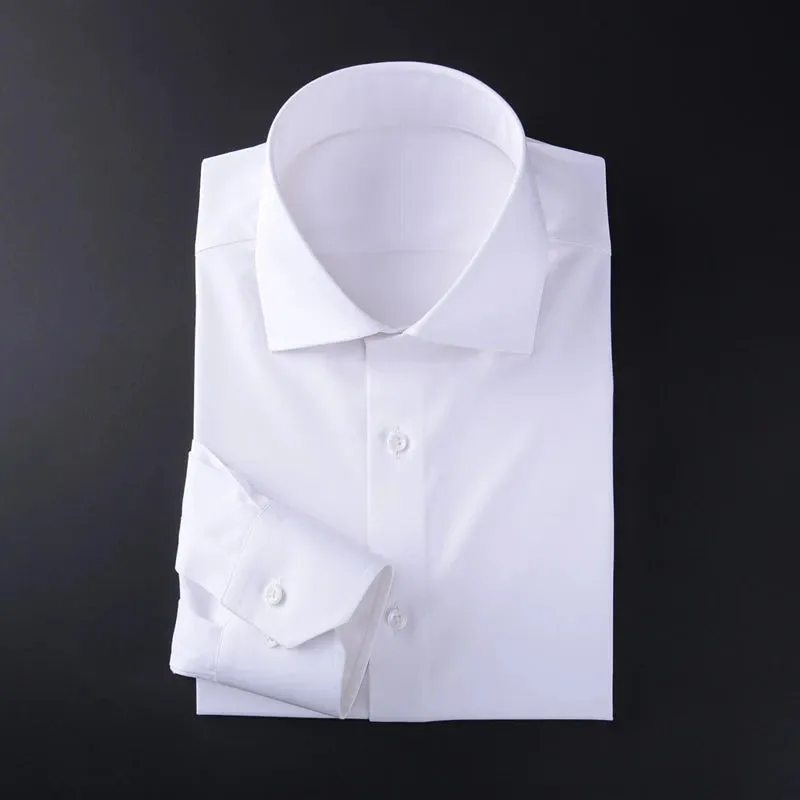 One line collar French cuffs men's long sleeved shirt British business slim fit 100% cotton multi color easy to care shirt men's