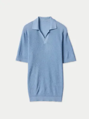 Open Collar Cashmere Silk Polo Shirt