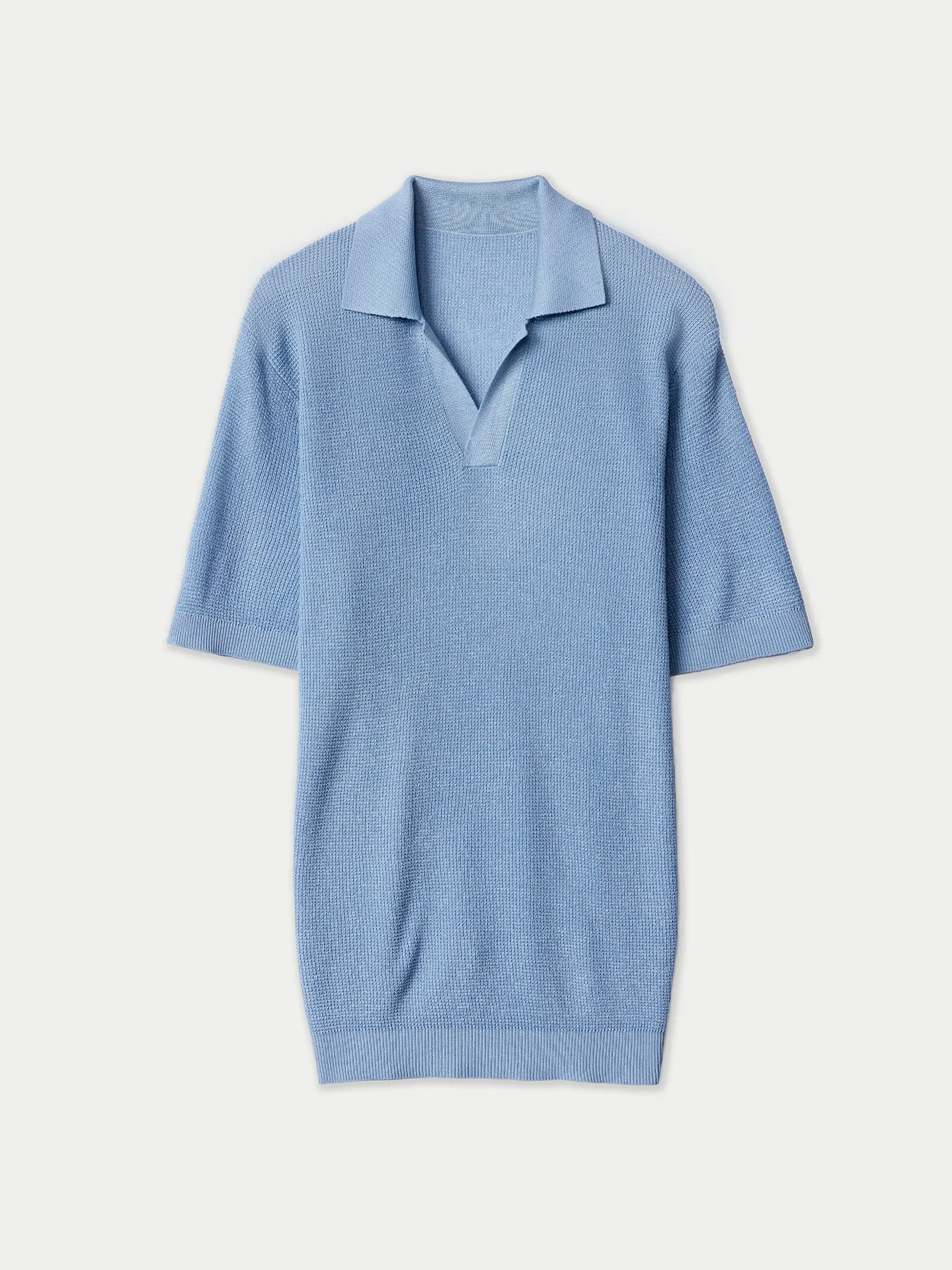 Open Collar Cashmere Silk Polo Shirt