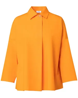Orange Cotton Poplin Drop Sleeve Blouse