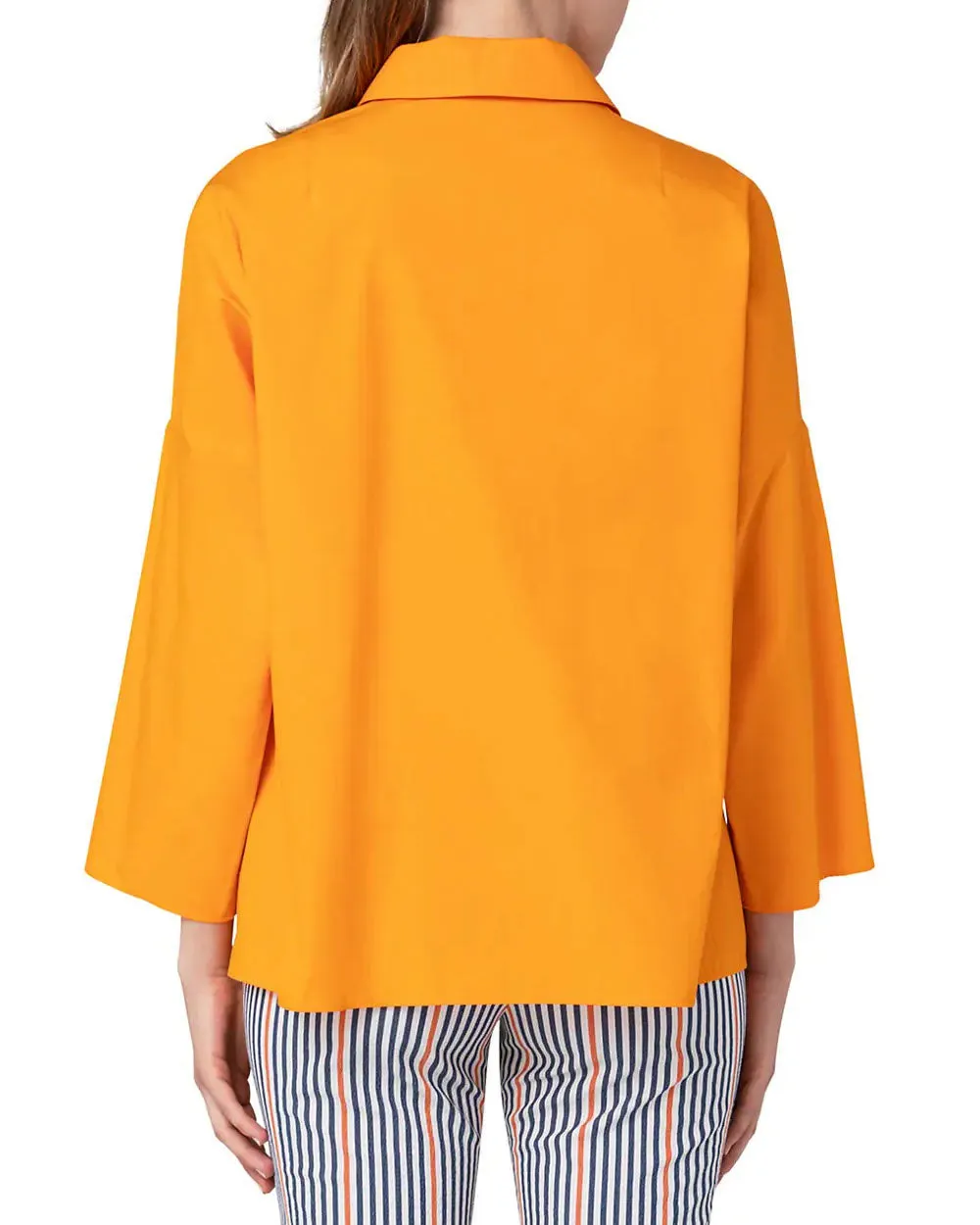Orange Cotton Poplin Drop Sleeve Blouse