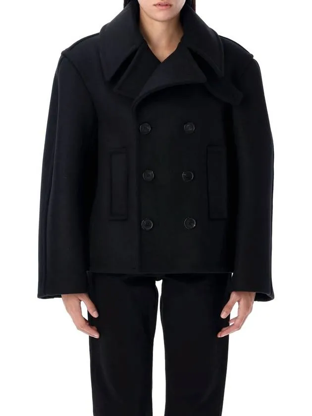 Oversized Black Saint Anti-slip Laurent Coat Pea Wool Refund policy