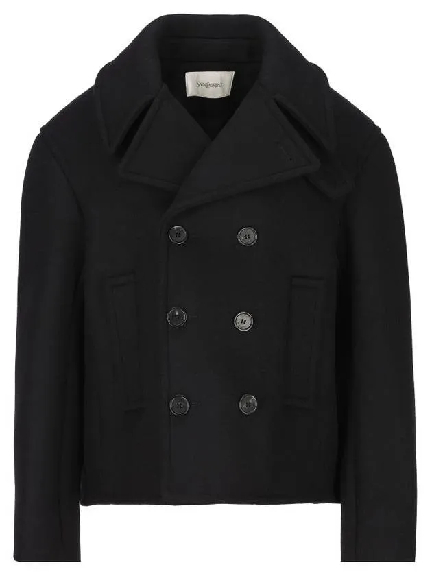 Oversized Black Saint Anti-slip Laurent Coat Pea Wool Refund policy