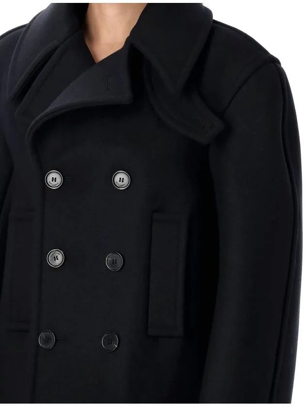 Oversized Black Saint Anti-slip Laurent Coat Pea Wool Refund policy