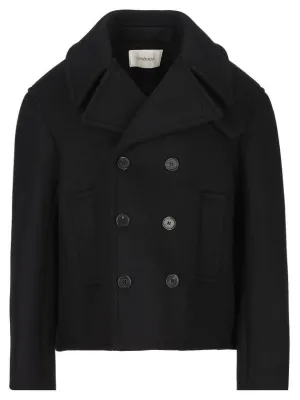 Oversized Black Saint Anti-slip Laurent Coat Pea Wool Refund policy